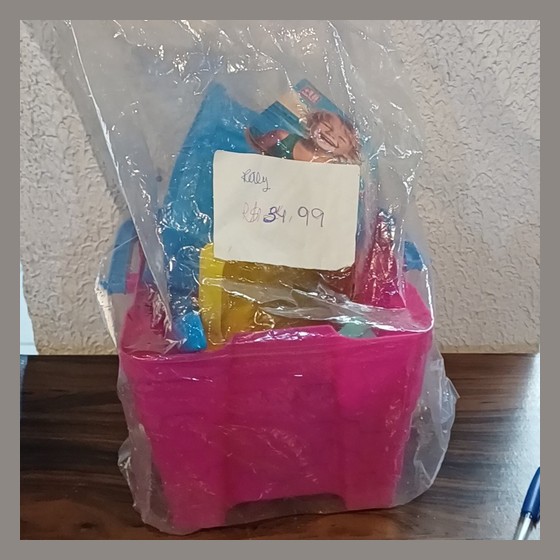 Kit de Brinquedos Variados em Cesto Organizador Rosa — LT27