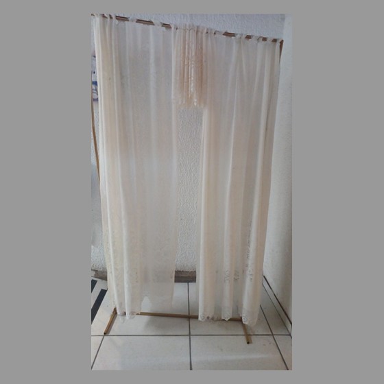 Cortina de Voil Renda creme Transparente para Sala/Quarto
