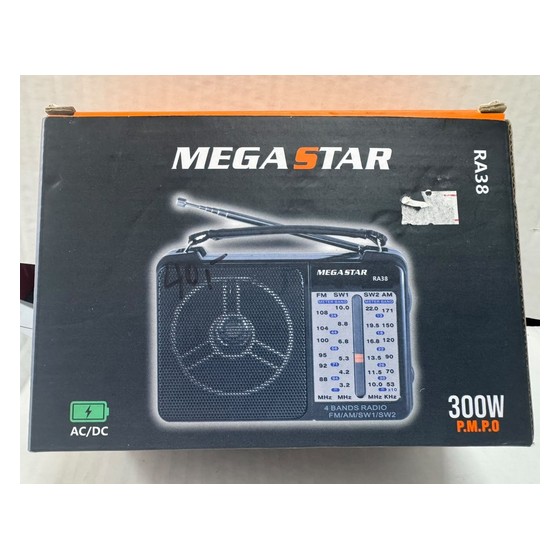 Rádio Portátil Mega Star RA38 4 Bandas AM/FM/SW