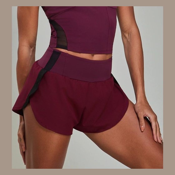 Short de corrida Incerun vinho/preto