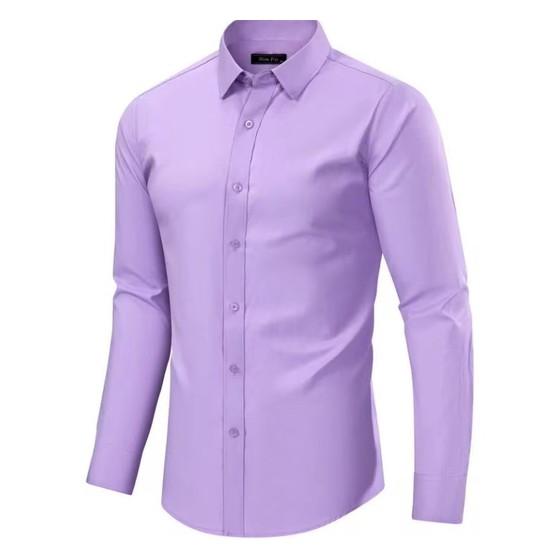 Camisa Social Masculina P Slim Fit Manga Longa Lilás