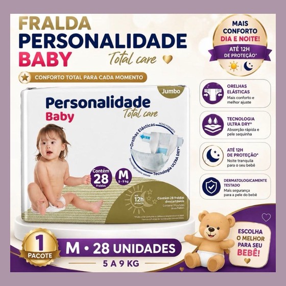 Fralda Personalidade Baby Total Care Jumbo M