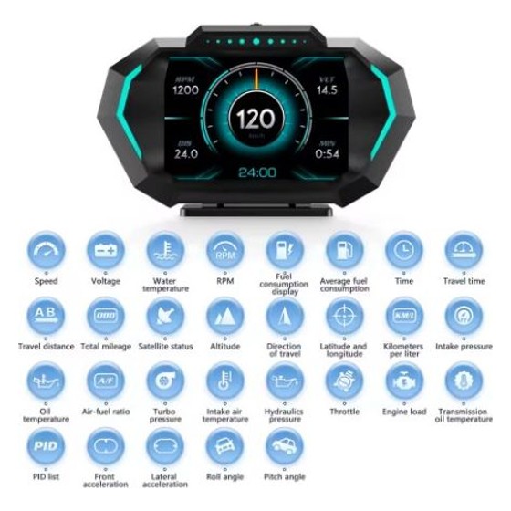 HUD P24 Head Up Display OBD2+GPS Automotivo Genérico (sem marca definida) — RB1312
