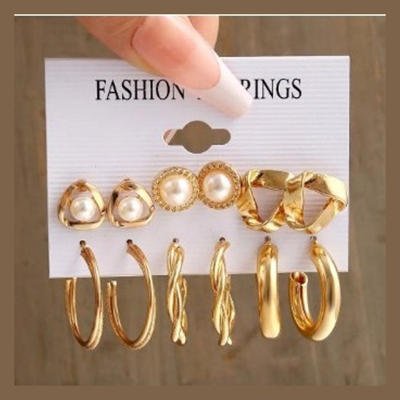 Kit 4 Pares de Brincos Argola Dourada com Pérola — RB1324