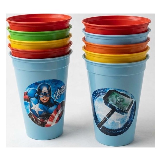 Kit Copos Infantis Avengers Marvel 8 Unidades PLASÚTIL — LT131