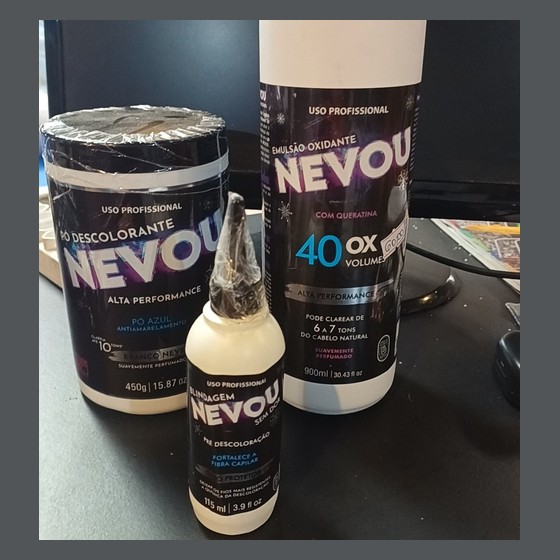 Kit Nevou 3 Itens Descoloração (Pó Descolorante 450g + OX 40 Vol 900ml + Blindagem 115ml) Nevou — LT136