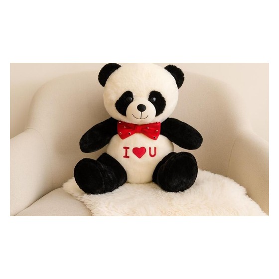Urso Panda de Pelúcia Laço Vermelho I Love U 40 cm Fizzy (provável) — SS171