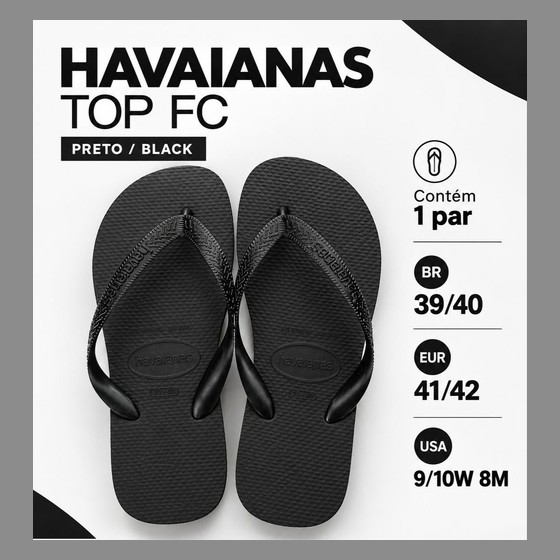 Chinelo Havaianas Top FC Preto Havaianas — RB1352