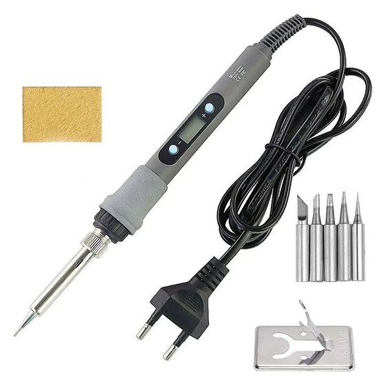 Ferro de Solda Digital Ajustável 60W com Kit de Pontas Genérico — AS107