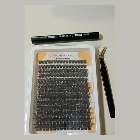 Kit Cílios Cluster Extensão DIY com Cola Bond & Seal e Pinça Groinneya — AS108