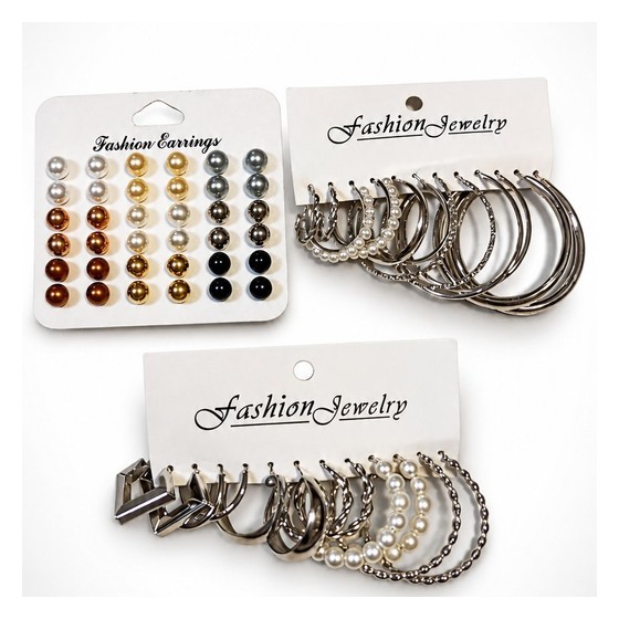 Kit Bijuteria Brincos de Bola e Argolas Fashion Jewelry Fashion Jewelry — AS128