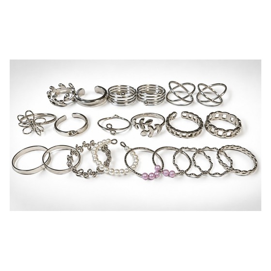Kit de Anéis Femininos Folheados com Pérolas e Variados — AS129