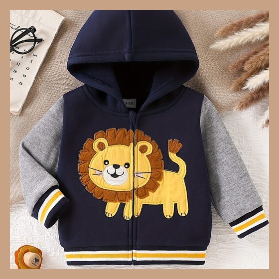 Jaqueta Infantil Moletom Leão com Capuz — AS149