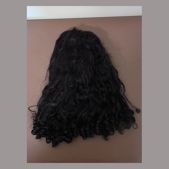 Peruca Lace Front Cacheada Longa Preta — RB1394