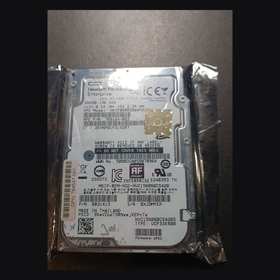 HD HPE Enterprise 600GB 15K SAS 2.5" SFF HPE (Hewlett Packard Enterprise) — LT186