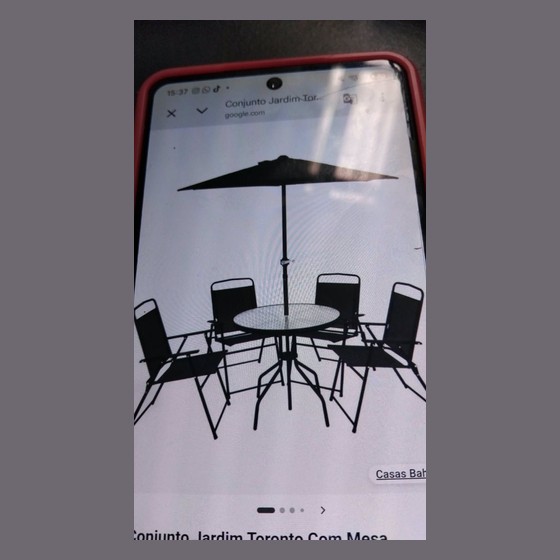 Conjunto Jardim Toronto com Mesa, Guarda-sol e 6 Cadeiras disponível na marrom Mor — LT195