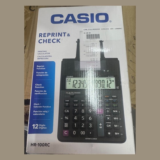 Calculadora de Mesa Casio HR-100RC com Bobina Impressora Casio — SS182