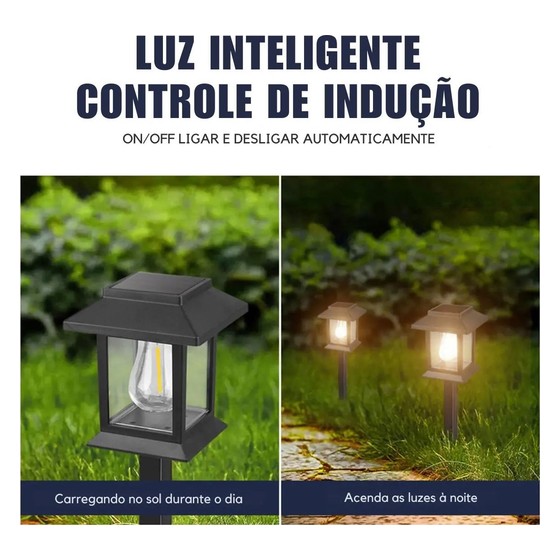 Luminária Solar de Jardim Estilo Lanterna com Lâmpada Filamento — AS161