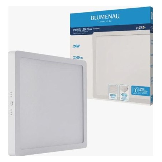 Plafon LED Sobrepor Quadrado 24W 28x28 Blumenau