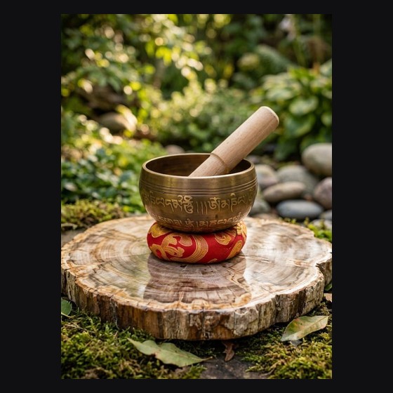 Tigela Tibetana 8 cm  (Sino Tibetano) com Baqueta e Almofada — LT253