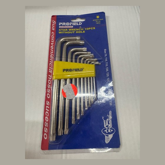 Jogo de Chaves Torx Tipo L 10 Peças T9 a T50 Profield — SS223