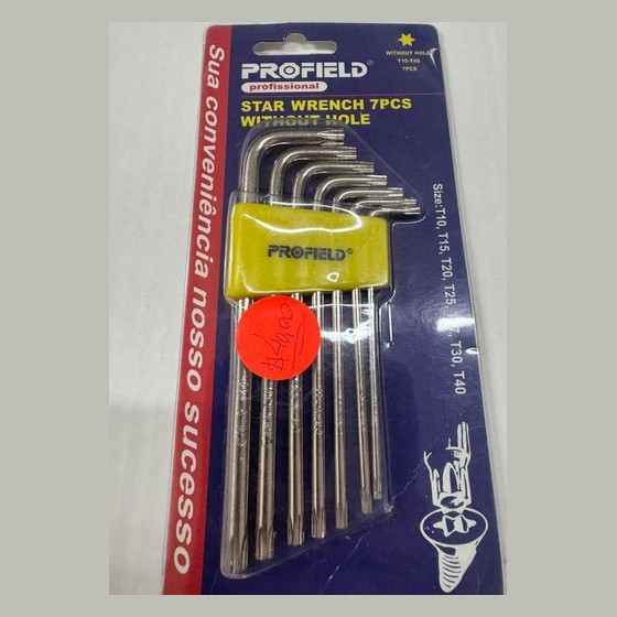 Jogo de Chaves Torx Tipo L 7 Peças T10-T40 Sem Furo Profield — SS226