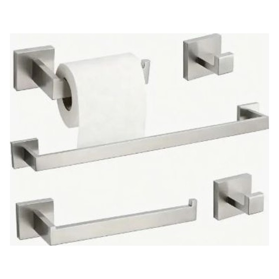 Kit 5 Peças Acessórios para Banheiro/Lavabo Inox 304