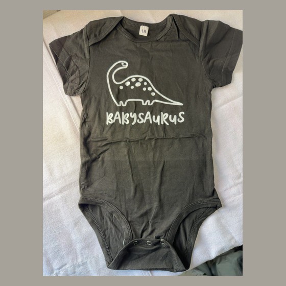 Body Infantil Manga Curta Estampa Dinossauro Babysaurus — LL143