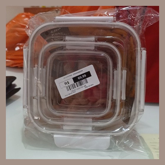 Kit 3 Potes Organizadores Herméticos Quadrados Genérica — LT262