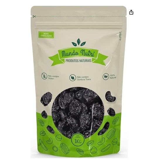 Ameixa Seca Sem Caroço Mundo Nutri 1kg