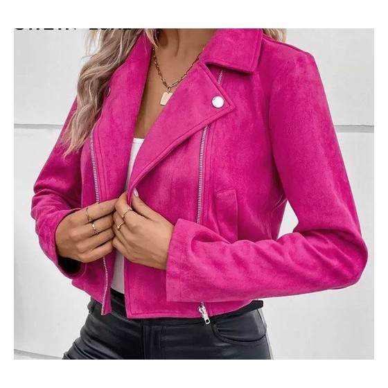 Jaqueta Moletom Feminina Rosa Pink com Zíper