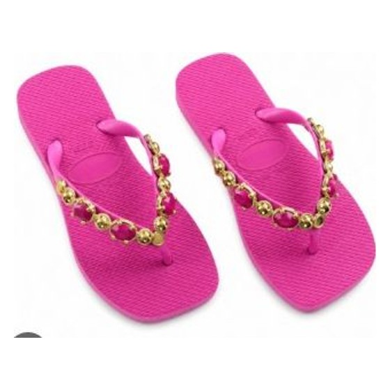 Havaianas Top Rosa Pink com Pedraria Personalizada TAM 39-40