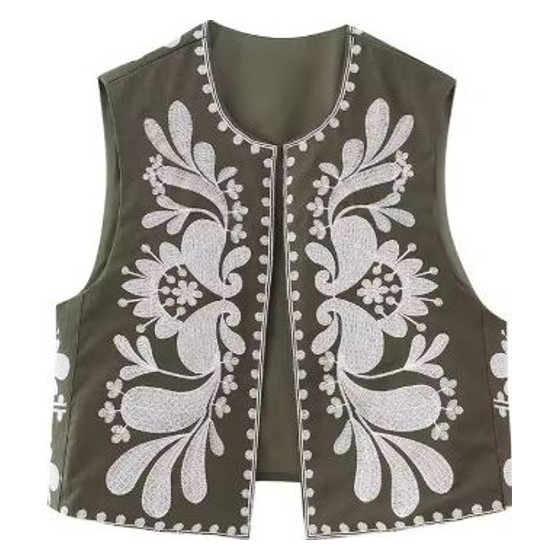 Colete Feminino Bordado Floral Vintage