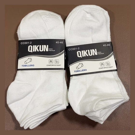 Kit 6 pares de Meias Tobilleiras QIKUN Moda Premium