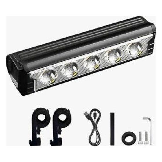 Farol Para Bike 5 Leds De A Prova Dagua Usb Recarregavel