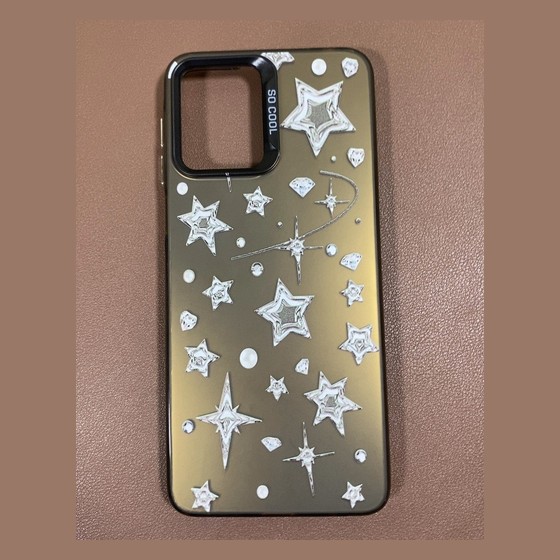 Capinha de Celular Estampa Estrelas Glitter Dourada MOTO G14