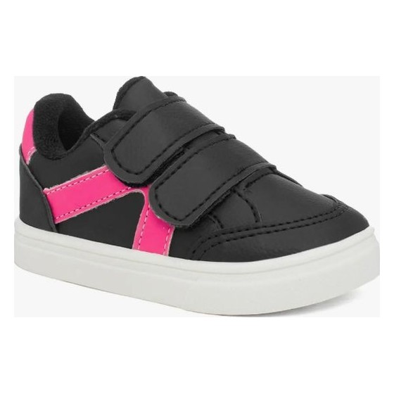Tênis Infantil Funfy Velcro Preto e Pink TAM 28