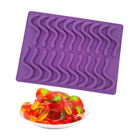 Molde de Silicone Minhoca Gummy 20 Cavidades