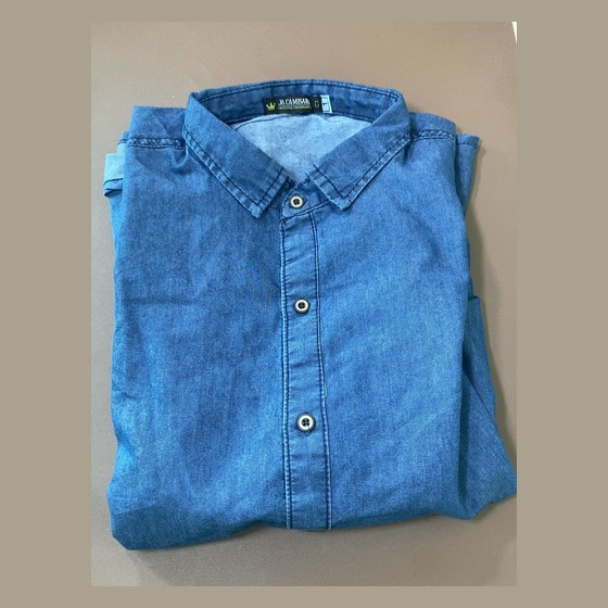 Camisa Jeans Masculina Manga Longa