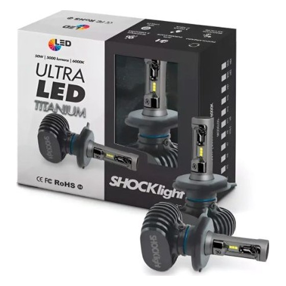 Par de Lâmpadas LED Shocklight Ultra LED Titanium H7