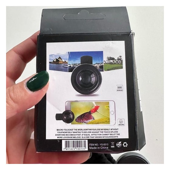 Kit Lente Clip Universal 3x1 para Celular Fisheye/Macro/Grande Angular