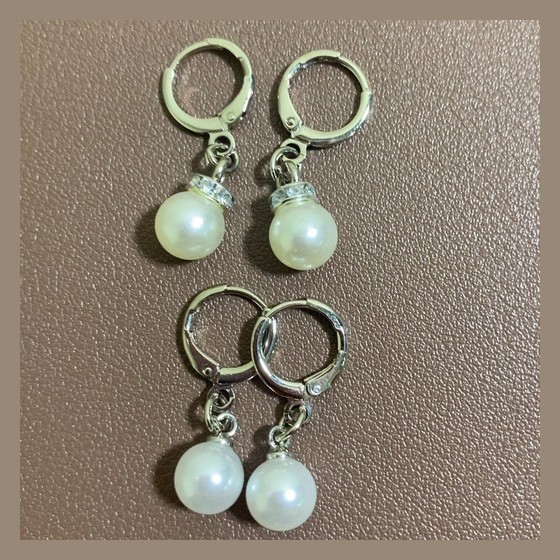 Brincos Argola com Pérola e Strass (2 pares)