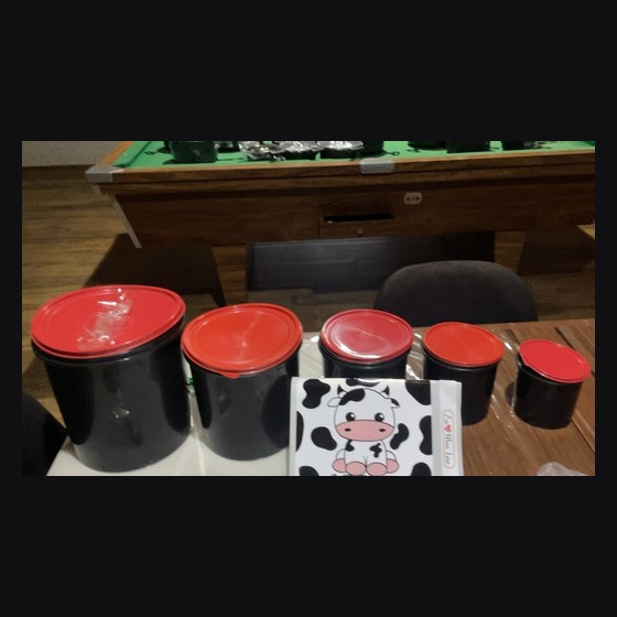 Kit de Baldes/Potes Plásticos com Tampa (5 tamanhos)