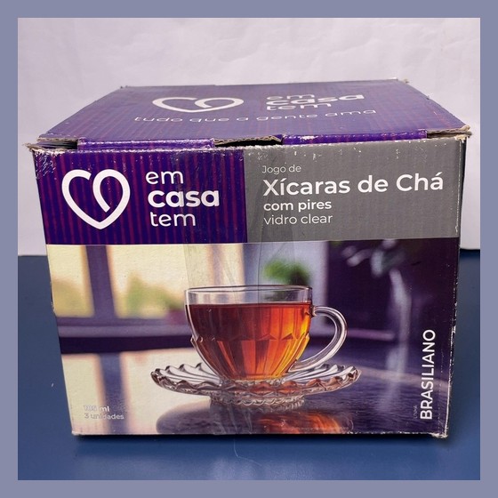 Jogo de Xícaras de Chá com Pires Vidro Clear
