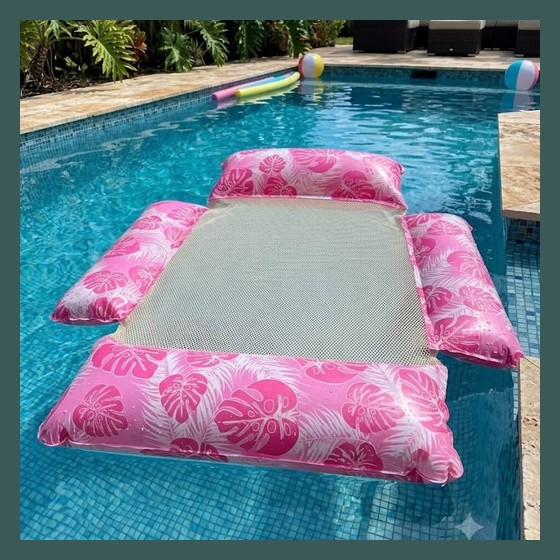 Boia Rede Flutuante para Piscina Estampa Folhas Tropicais