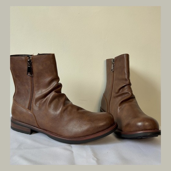 Bota Masculina Cano Curto Slouch com Zíper - Tamanho 41