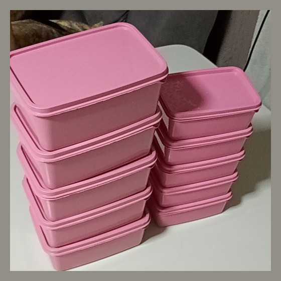 Kit com 10 Caixas Organizadoras Plásticas Rosa com Tampa