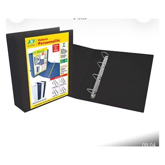 Fichário Personnalité ACP 4 Argolas Preto