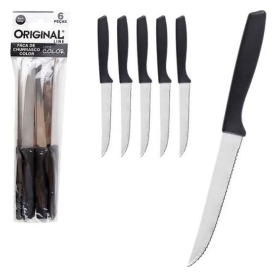 Kit Faca de Churrasco Original Line Unha Color 6 Peças