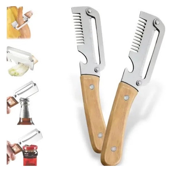 Faca Multifuncional de Cozinha com Pente Descascador e Abridor